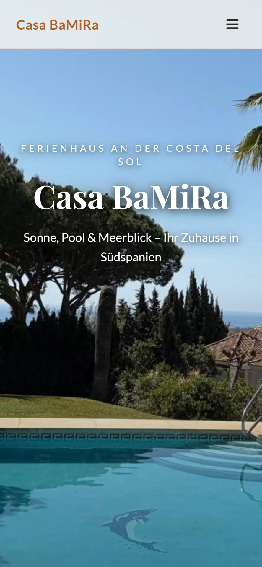 Startseite von casabamira.com auf dem Handy